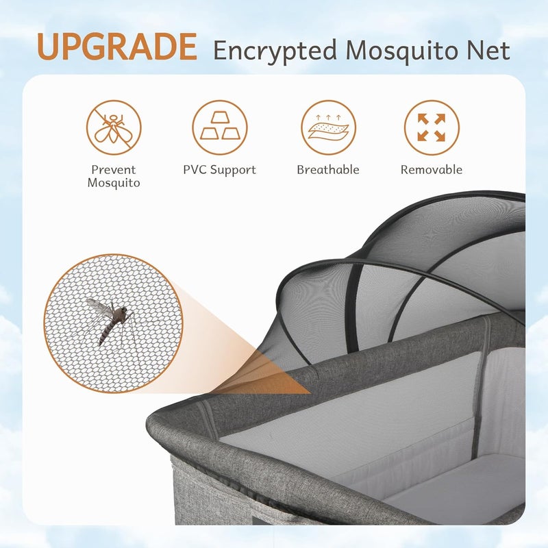 BEBONO Bassinet Cover to Keep Cats Out, Mosquito Net Cover with 2-Way Zipper for Baby Crib, Black - Image 4